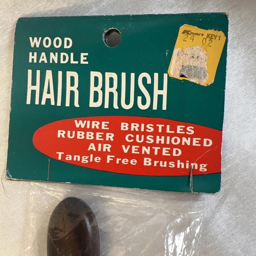 Vtg Wood Handle Wire Bristles Rubber Cushioned Air Vented Tangle Free Hair Brush
